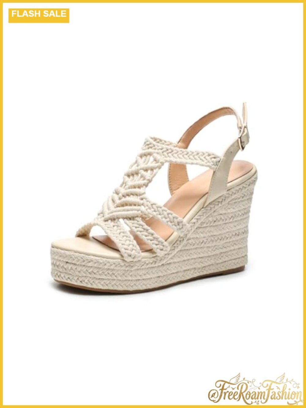 Women's Espadrille Wedge Sandals Braided Platform Adjustable Buckle Outdoor